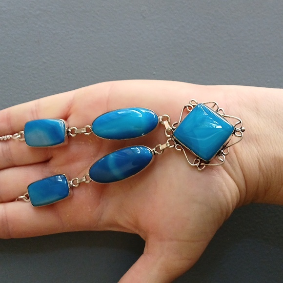 New Botswana Agate 925 Silver Necklace. - Picture 15 of 16